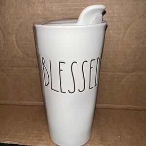 Rae Dunn White 'Blessed' Travel Mug